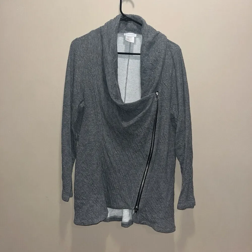 Soft Surroundings Womens Gray Side Zip Long Sweat Shirt L Casual Comfort Cozy